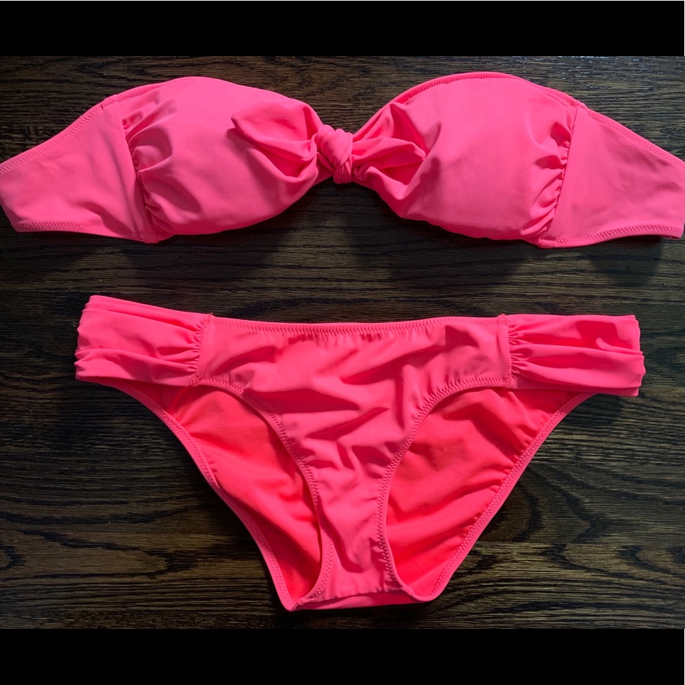 Victoria’s Secret Coral Tie Bandeau Bikini
